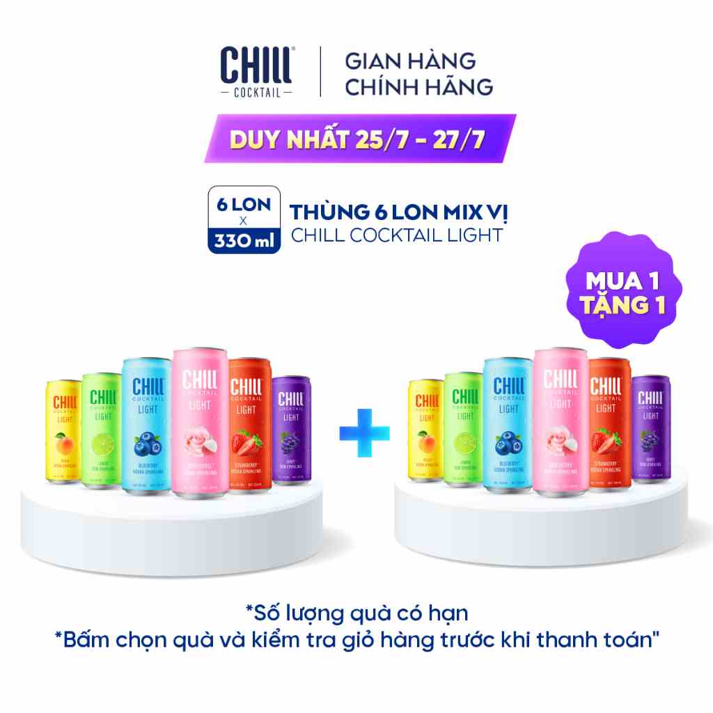 [Mã BMLTB200 giảm đến 100K đơn 499K] Thùng 6 lon Chill Cocktail mix vị 330ml/lon