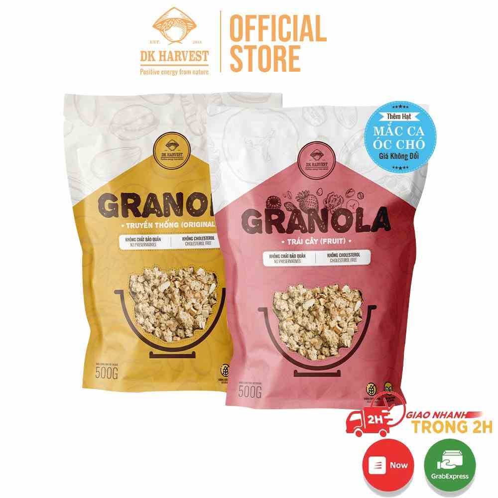 [Thêm Macca + Óc Chó] Granola Siêu Hạt DK Harvest - Ngũ cốc tác dụng giảm cân - Date mới - Trọng lượng 250g/500g