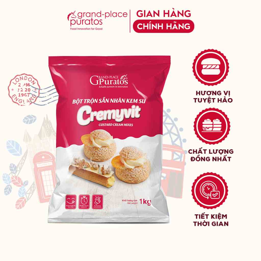 Bột Trộn Nhân Kem Su Cremyvit Puratos Grand-Place VN-1 Kg