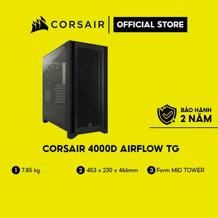 [Mã ELCL7 giảm 7% đơn 300K] Vỏ máy tính Corsair 4000D AIRFLOW TG - Đen