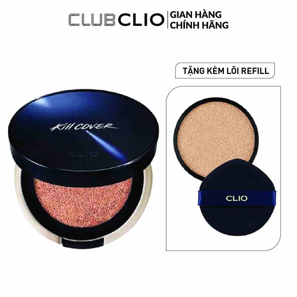 Phấn Nước Làm Mịn Lỗ Chân Lông Clio Kill Cover Founwear Cushion All New Spf50+ Pa+++ 15G (Tặng 1 lõi refill)