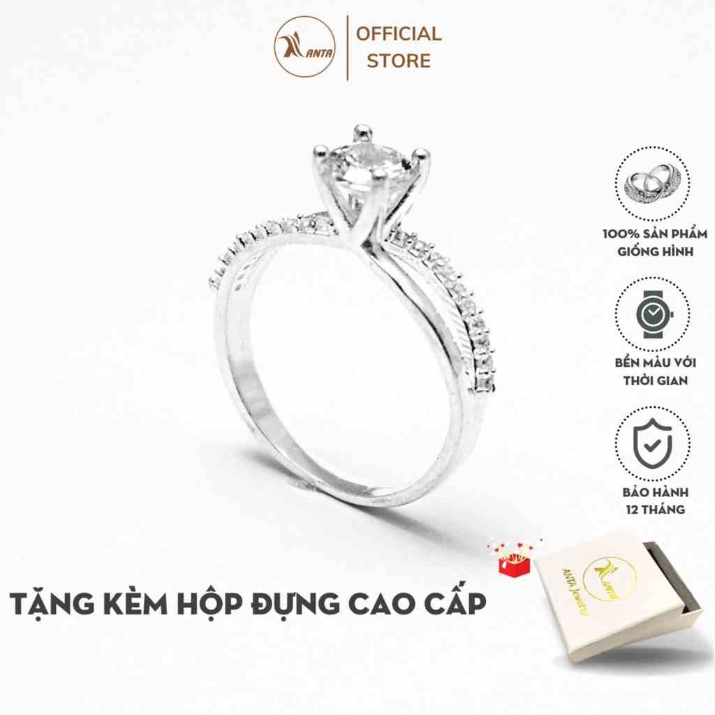 [Mã BMLTB35 giảm đến 35K đơn 99K] Nhẫn bạc ATJ9034 dành cho nữ đính đá thân chéo ANTA Jewelry