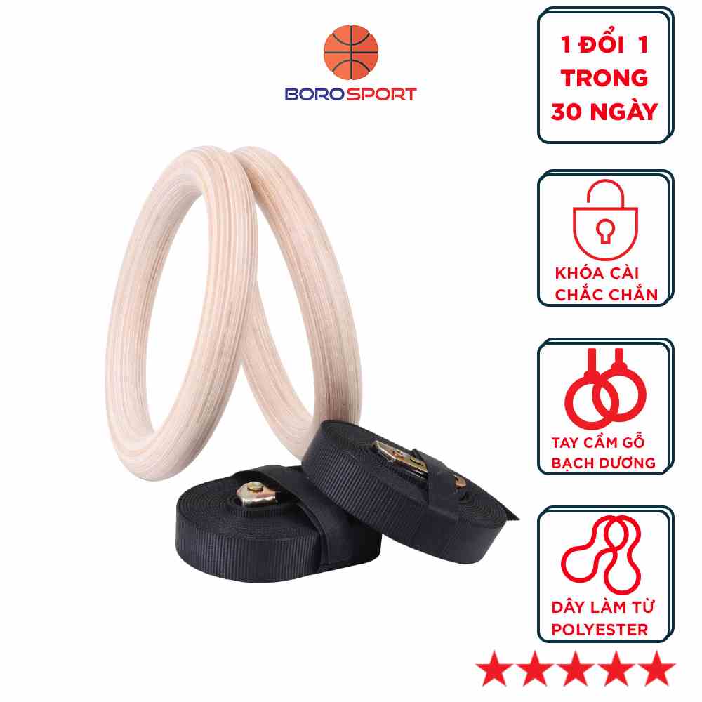 [Mã BMLTB200 giảm đến 100K đơn 499K] Vòng Treo Xà Gỗ Tập Gym - Tặng Kèm Bộ Băng Quấn Bảo Vệ Cổ Tay Cleacco BORO SPORT