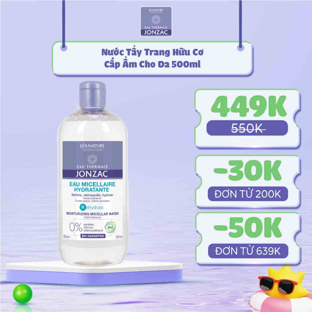 Nước Tẩy Trang Hữu Cơ Cấp Nước Eau Thermale Jonzac Rehydrate Moisturizing Micellar Water 500ml