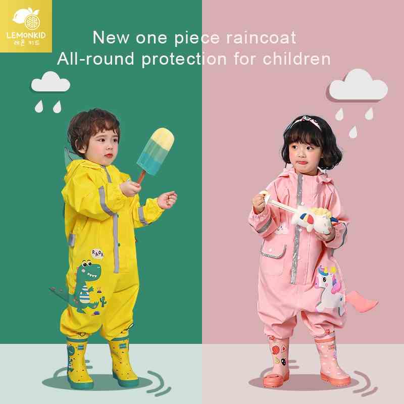 Áo mưa một người LEMONKID chống thấm toàn thân tiện dụng cho các bé thoải mái vui chơi ngoài trời