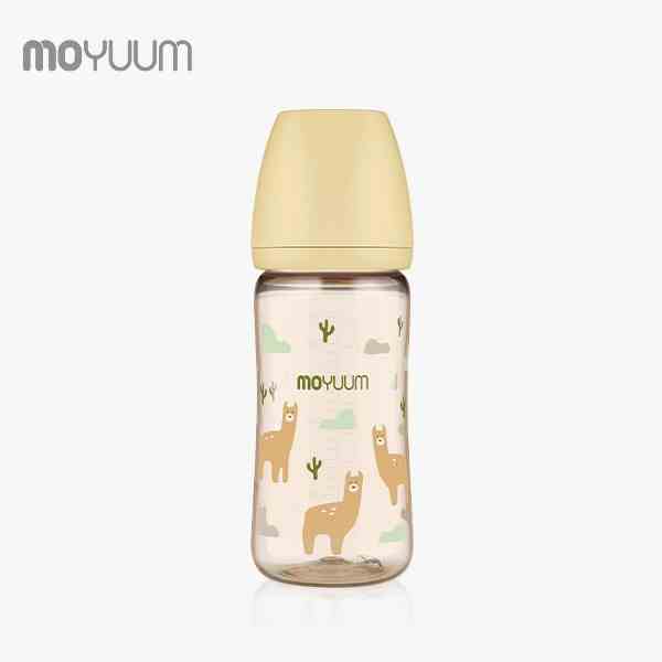 Bình sữa MOYUUM nhựa PPSU 270ml núm 2-5m phiên bản Lạc đà vàng