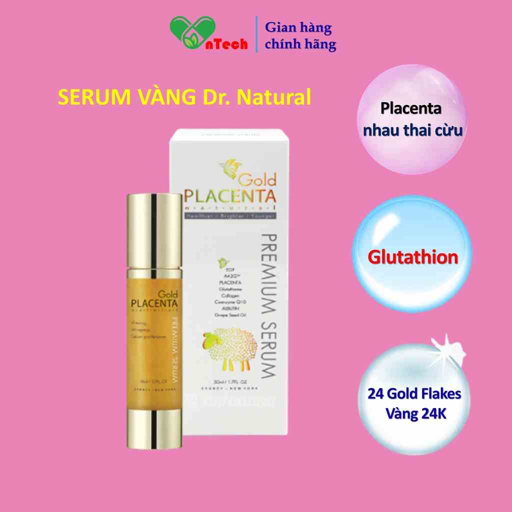 Serum Dr. Natural Gold Placenta cấp ẩm phục hồi da ngăn ngừa lão hoá giúp da trắng sáng tuýp 50ml