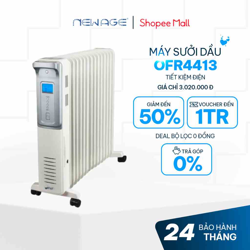 Máy Sưởi Dầu 13 thanh FujiE OFR4413, không đốt oxi, không khô da, điều chỉnh nhiệt độ, tự ngắt an toàn