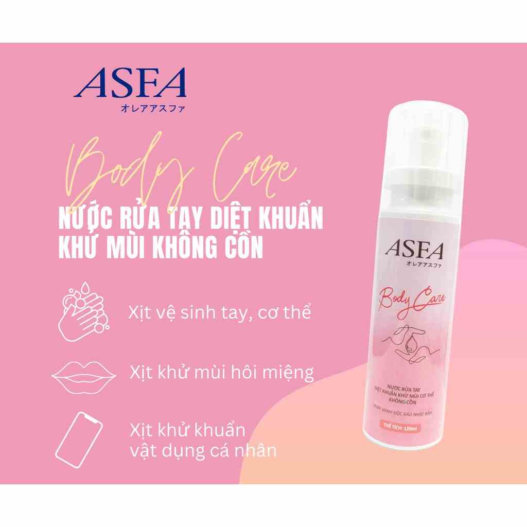 [Mã BMLTB35 giảm đến 35K đơn 99K] Nước Rửa Tay Sát Khuẩn Khử Mùi Không Cồn ASFA Body Care 120 ml