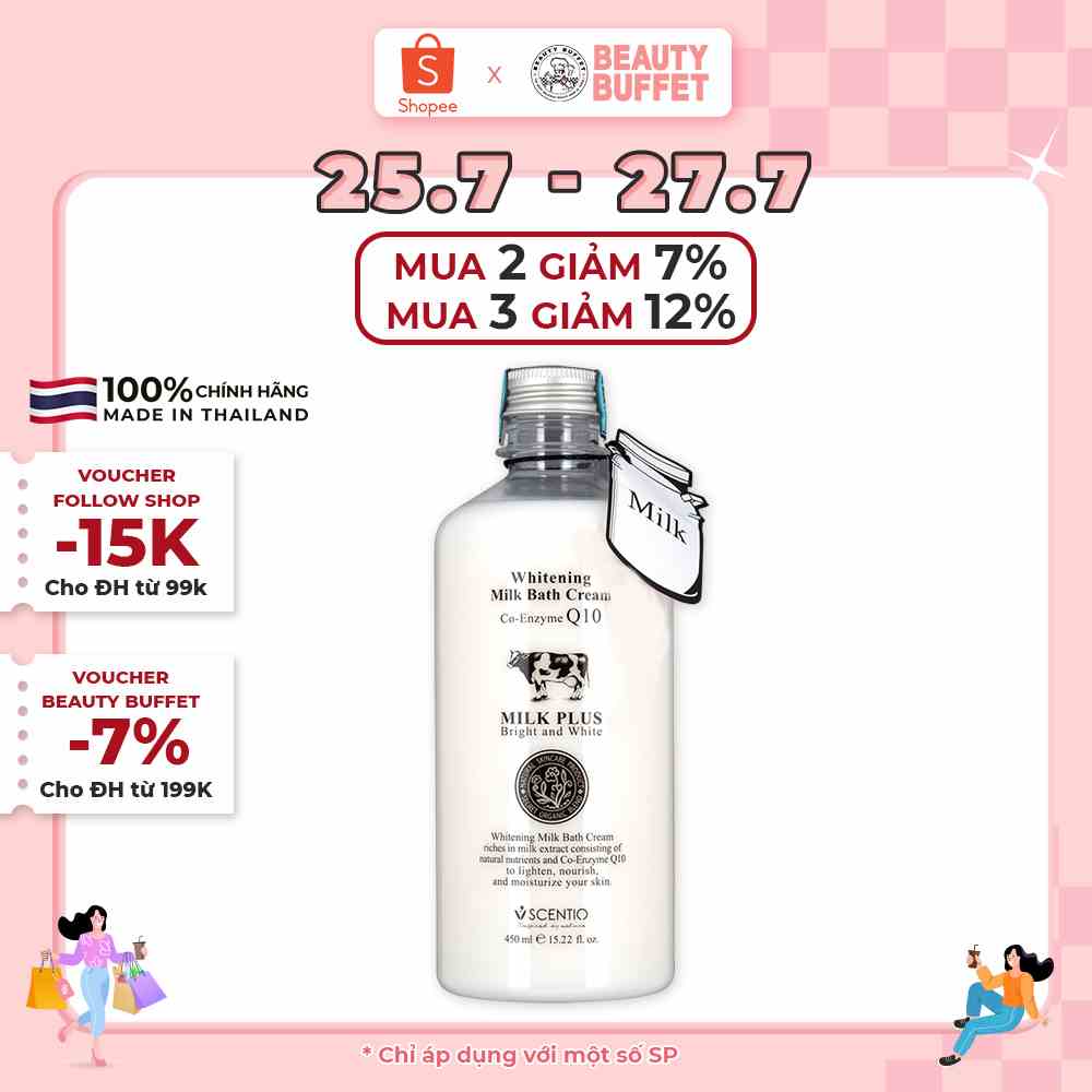 [Mã BMLTB200 giảm đến 100K đơn 499K] Sữa tắm dưỡng trắng và trẻ hoá da Scentio Milk Plus 450ml