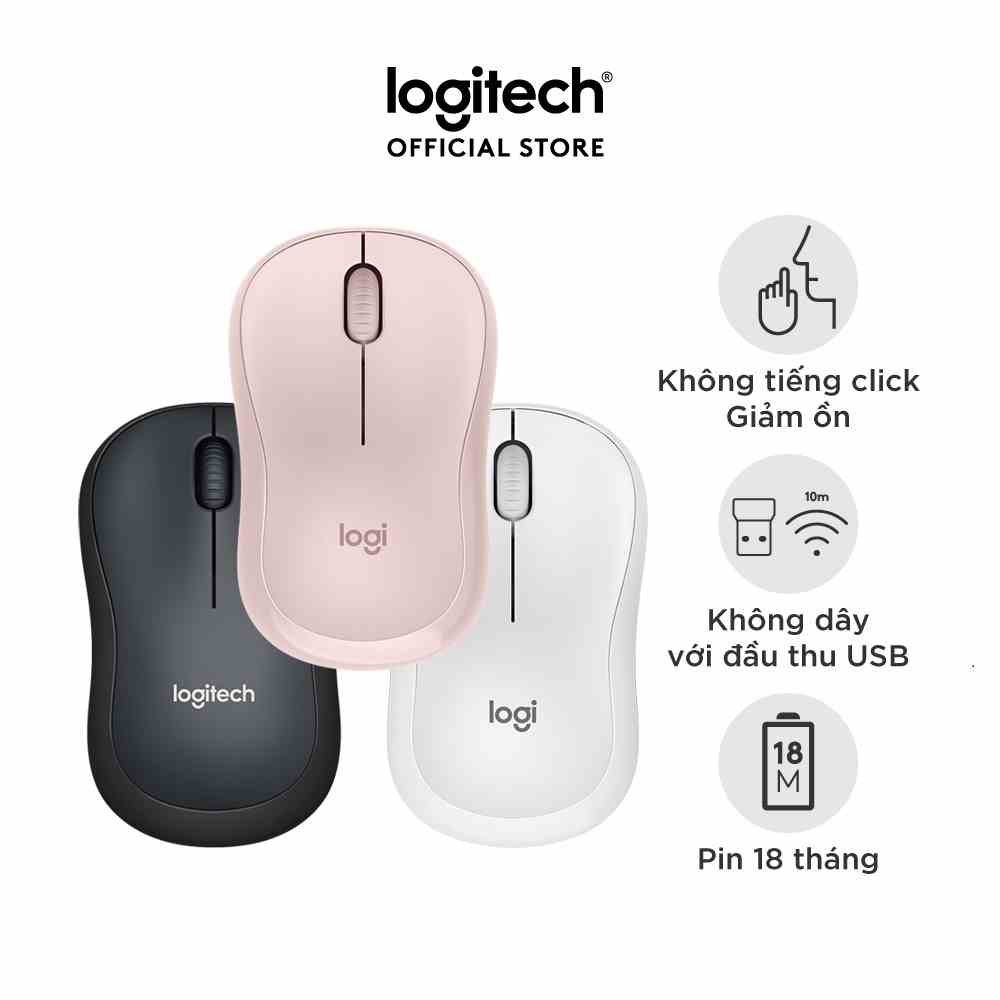 [Mã ELCL7 giảm 7% đơn 300K] Chuột không dây Logitech M220 Silent - giảm ồn, USB, pin 1.5 năm, phù hợp PC/Laptop