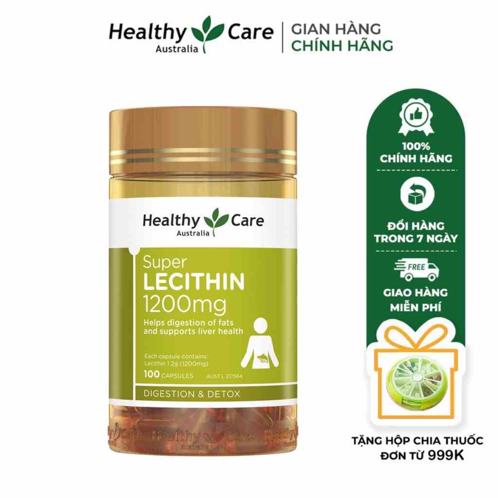 Mầm đậu nành Healthy Care Super Lecithin 100 viên của Úc