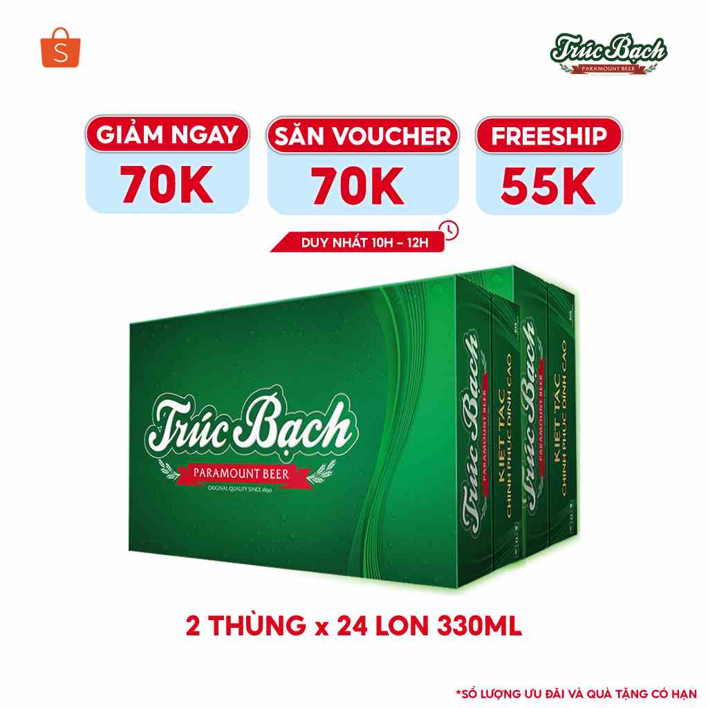 [Mã BMLTB35 giảm đến 35K đơn 99K] COMBO 2 Thùng 24 lon Bia Trúc Bạch – HABECO (330ml/lon)