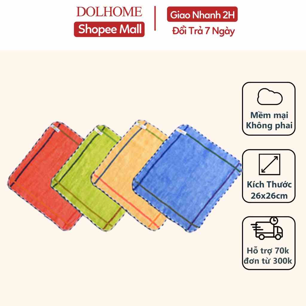 Khăn mặt cho bé sợi tre Dolhome kích thước 26x26cm mềm mại thấm hút nước kháng khuẩn đạt chuẩn IQC-20214