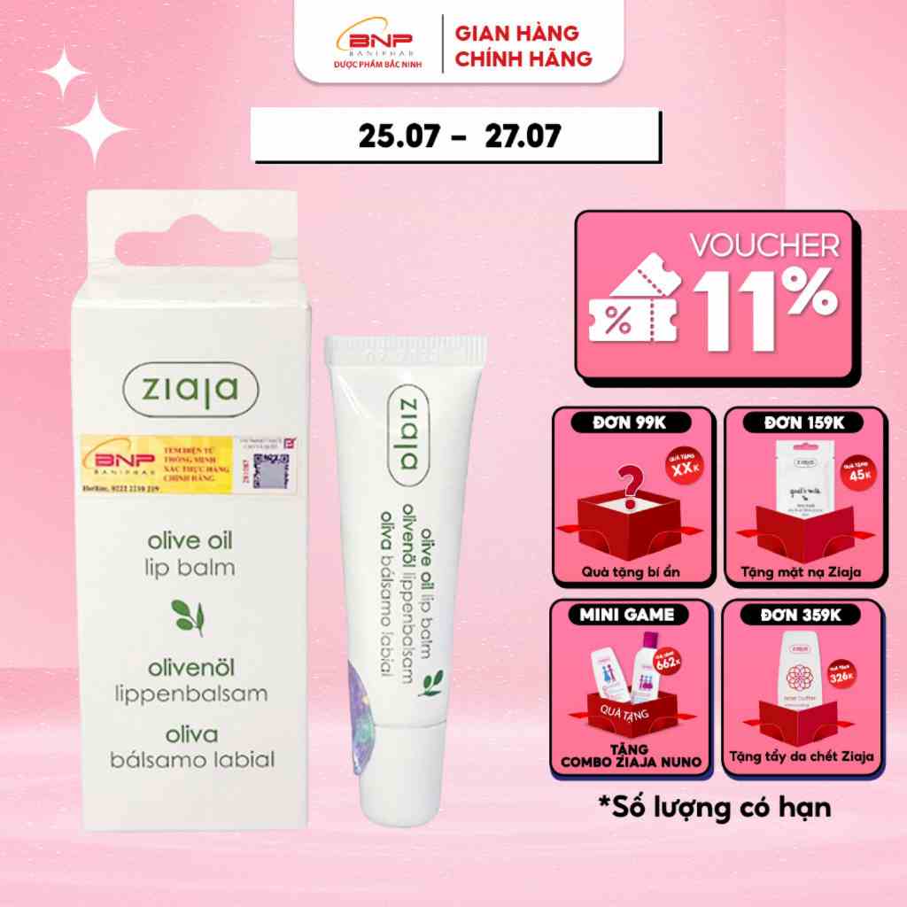 Son dưỡng ẩm kích màu môi Ziaja Olive Oil Lip Balm 100gr