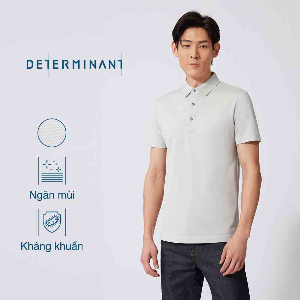 Áo thun polo nam cao cấp DETERMINANT tay ngắn - kháng khuẩn - 100% cotton - màu xám nhạt - P02