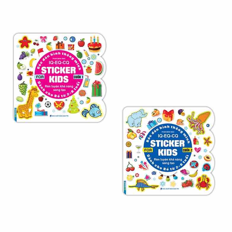 Sách - Combo 2c Bóc dán hình thông minh IQ - EQ - CQ - Sticker for kids cuốn 1 và cuốn 2 (2-8t)