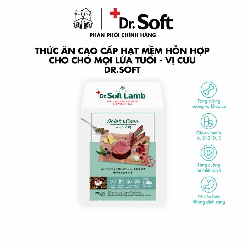 [Mã BMLTB35 giảm đến 35K đơn 99K] Hạt thức ăn cho chó mọi lứa tuổi DR.SOFT hạt mềm cao cấp - Vị Cừu 1.2Kg