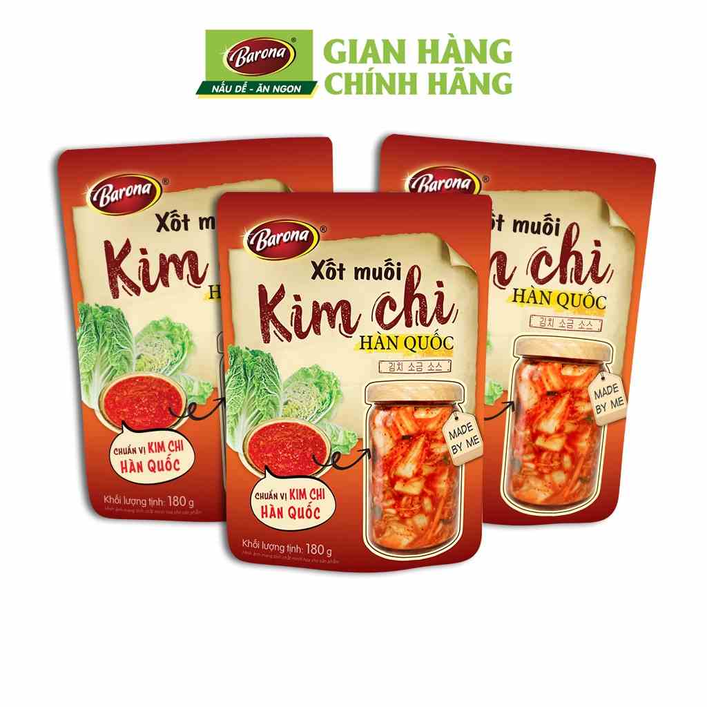 [Mã BMLT35 giảm đến 35K đơn 99K] Combo 3 gói Xốt Muối Kim Chi Hàn Quốc Barona 180g tươi ngon chuẩn vị không cần nêm nếm