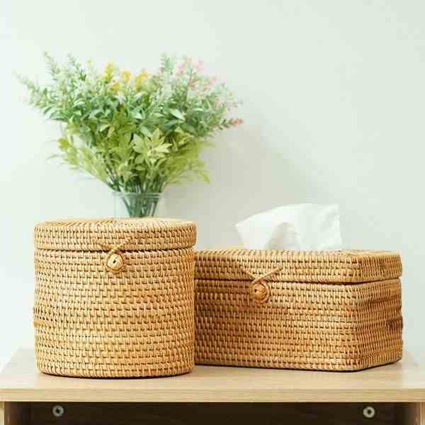 Hộp đựng khăn giấy ECOHUB bằng mây đan thủ công (ECOHUB Rattan Tissue Box)