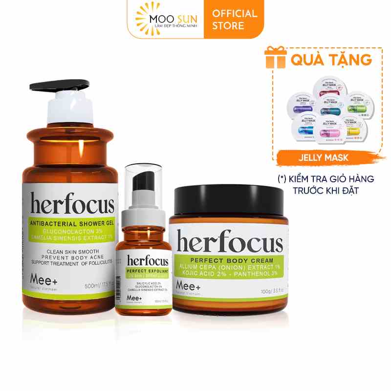 Xịt viêm nang lông HERFOCUS 100ml + Sữa tắm viêm nang lông HERFOCUS 500ml - Bộ liệu trình viêm nang lông Mee Natural