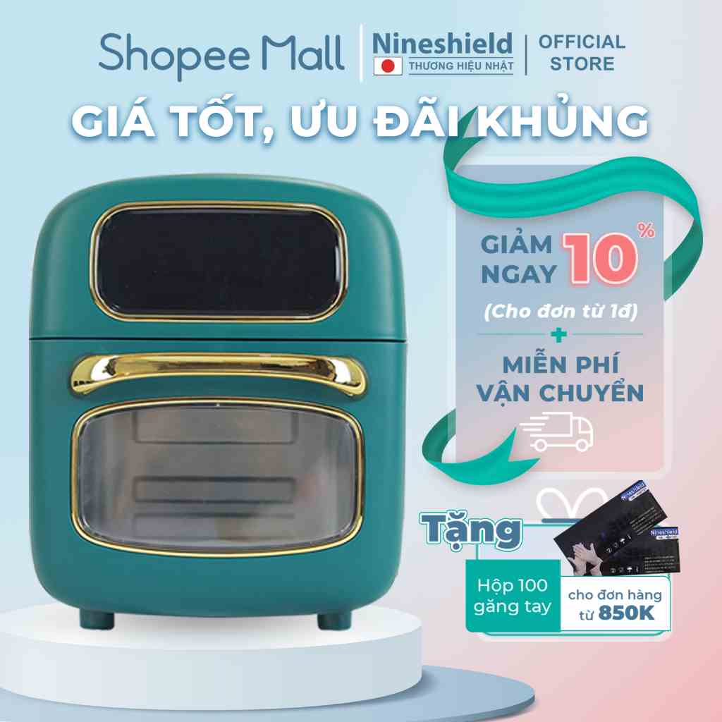 Nồi chiên không dầu Nineshield KB 7001M điện tử dung tích 10L - Nồi chiên đa năng an toàn cho sức khoẻ - Hàng chính hãng