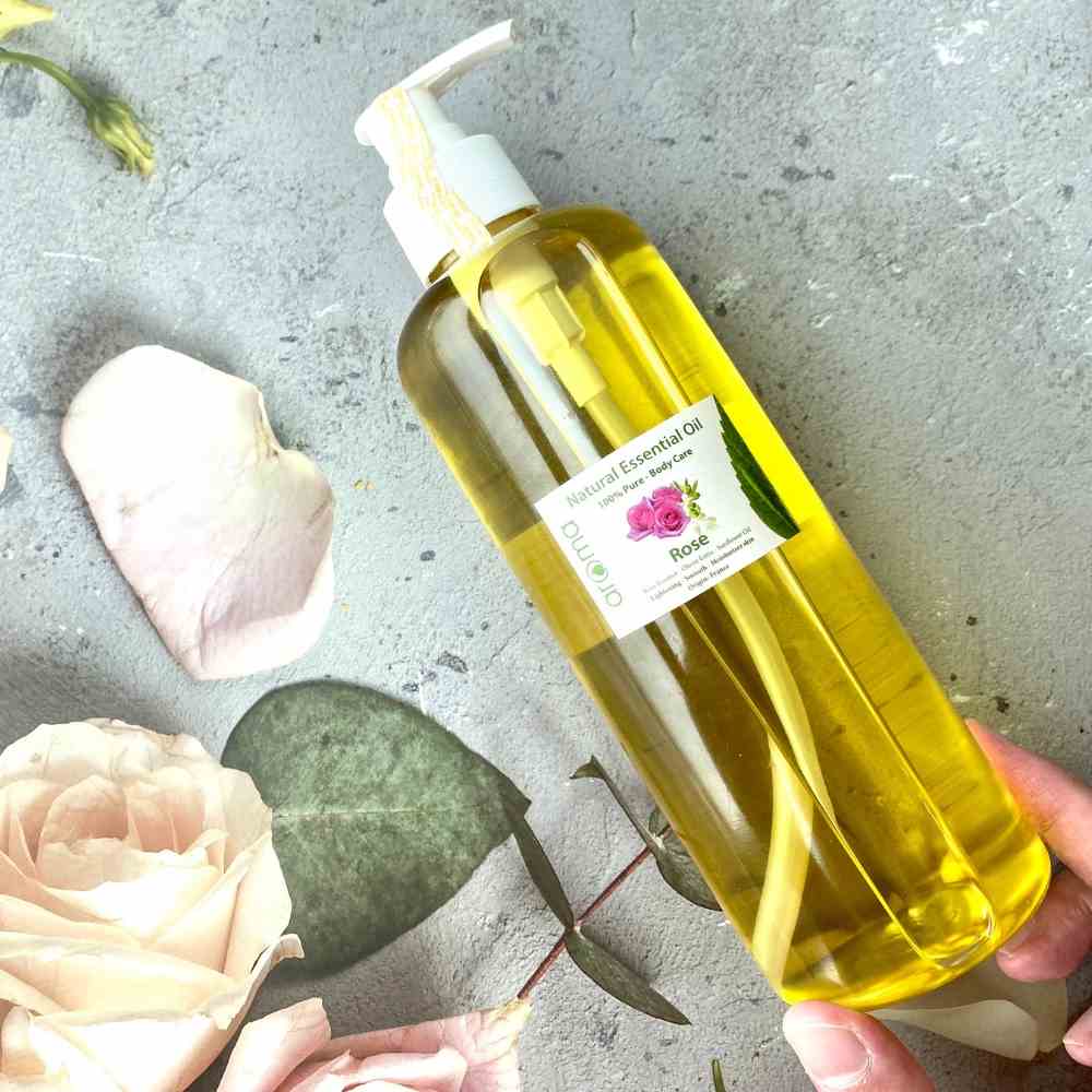 Dầu Massage Body Aroma Thiên Nhiên 500mL Hoa Hồng Body Oil spa