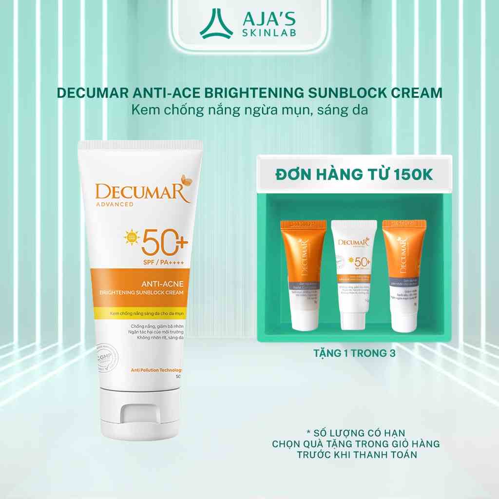 Kem chống nắng Decumar ngừa mụn sáng da SPF50+ 50g - AJAS SKINLAB