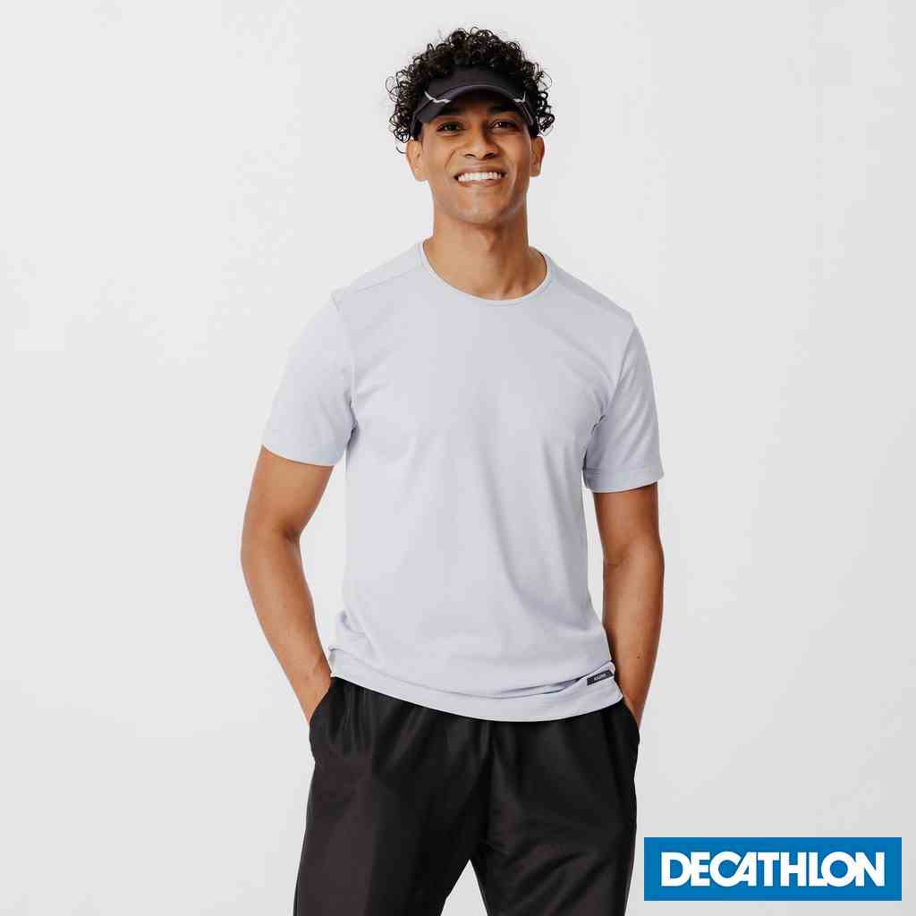 Áo thun thể thao nam DECATHLON KALENJI chuyên chạy bộ, nhanh khô màu xám sáng