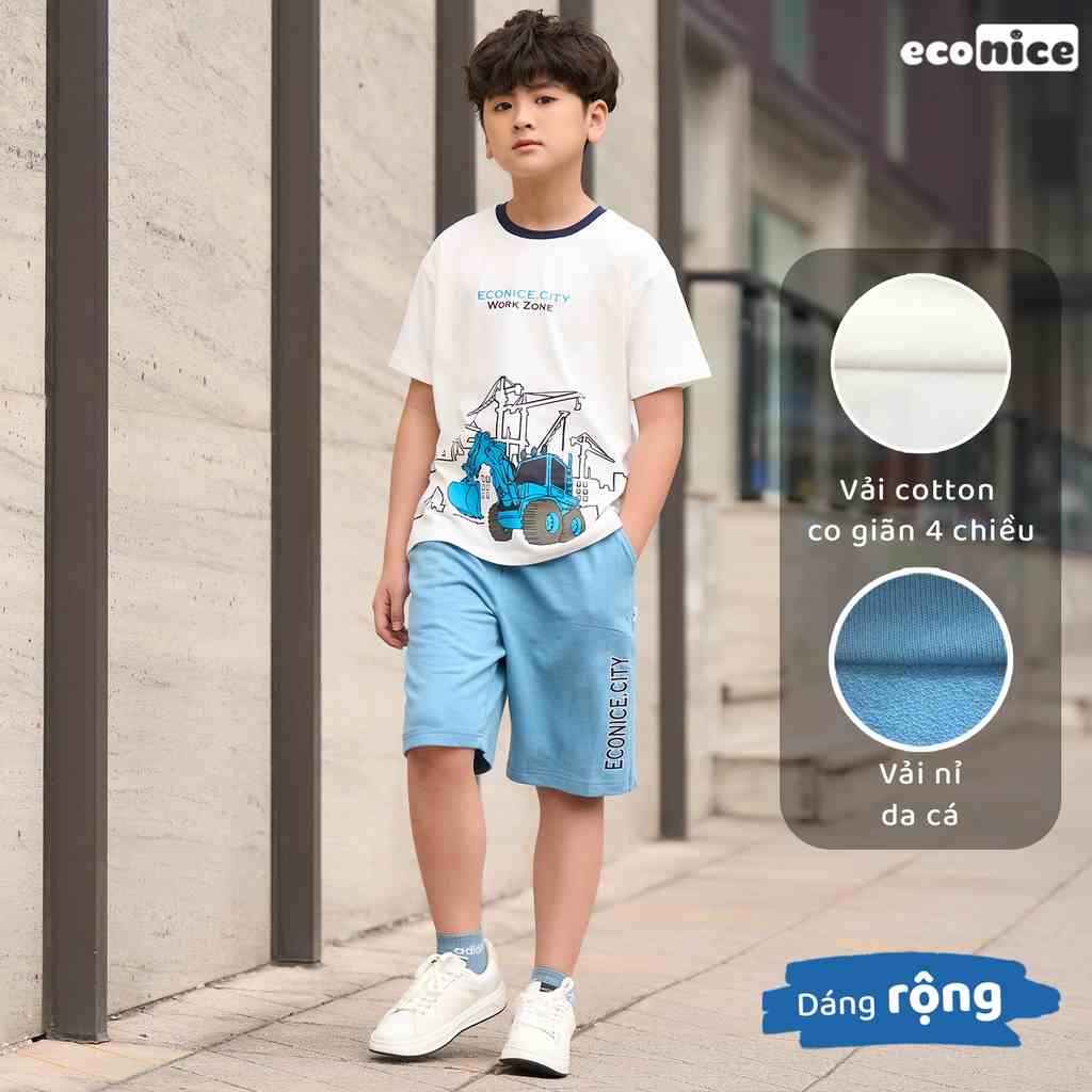 Đồ bộ quần áo thun cotton cho bé trai mặc mùa hè Econice b104. Size đại trẻ em 2, 3, 4, 5, 6, 7, 8, 9, 10, 12 tuổi