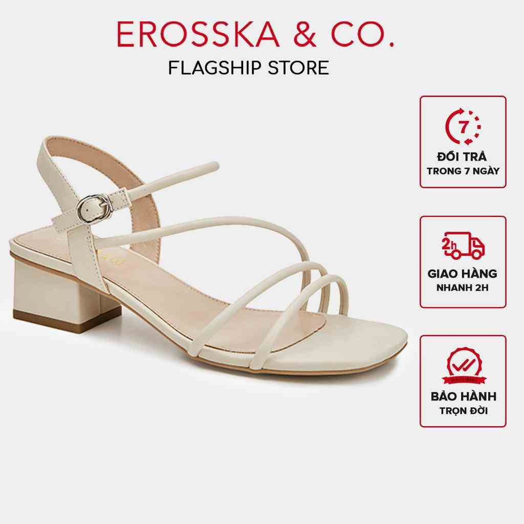 [Mã FA10K28 giảm đến 10k đơn 99k] Erosska - Giày sandal cao gót hở mũi phối dây quai mảnh cao 5cm màu nude - EB065