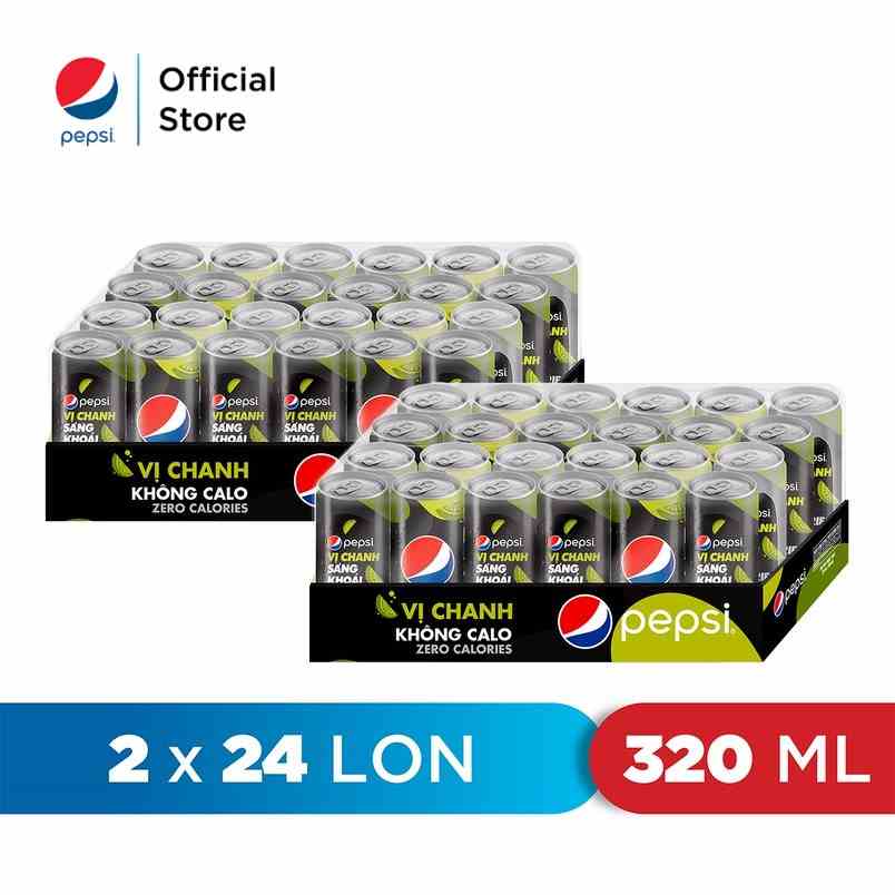 [HỎA TỐC-HN&ĐN&HCM]Combo 2 Thùng 24 Lon Pepsi Vị Chanh Không Calo (320ml/lon)