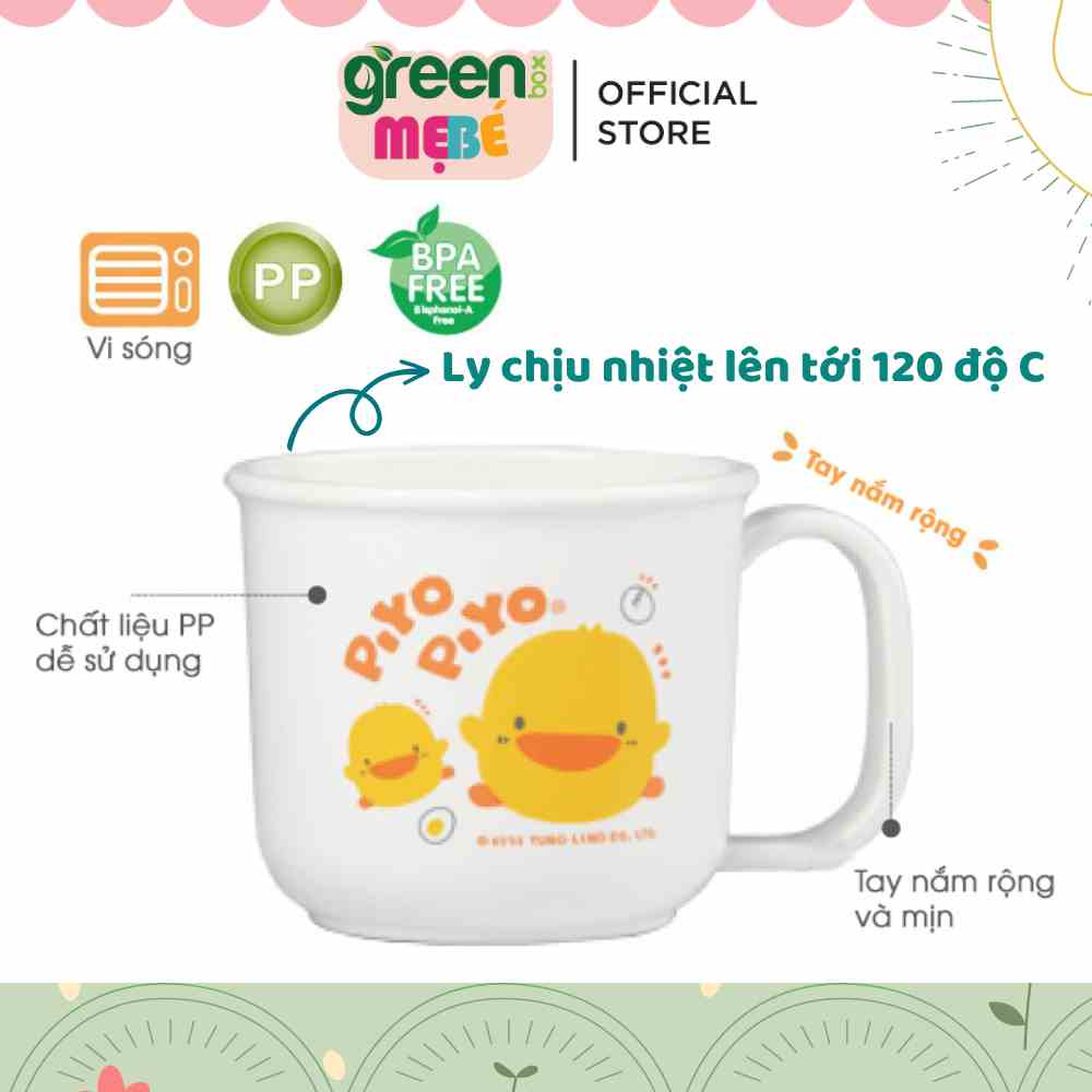 Ly tập uống nước 1 quai cầm cho bé hình 2 chú vịt Piyo Piyo, dùng được cho lò vi sóng