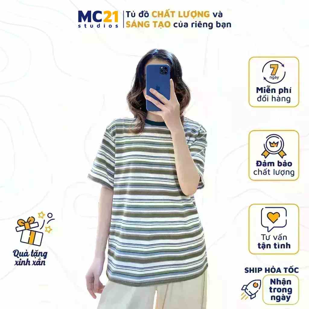 Áo thun kẻ ngang tay lỡ MINION CLOTHING freesize nữ phông form rộng Ulzzang Streetwear pull Hàn Quốc chất xịn tee A3203