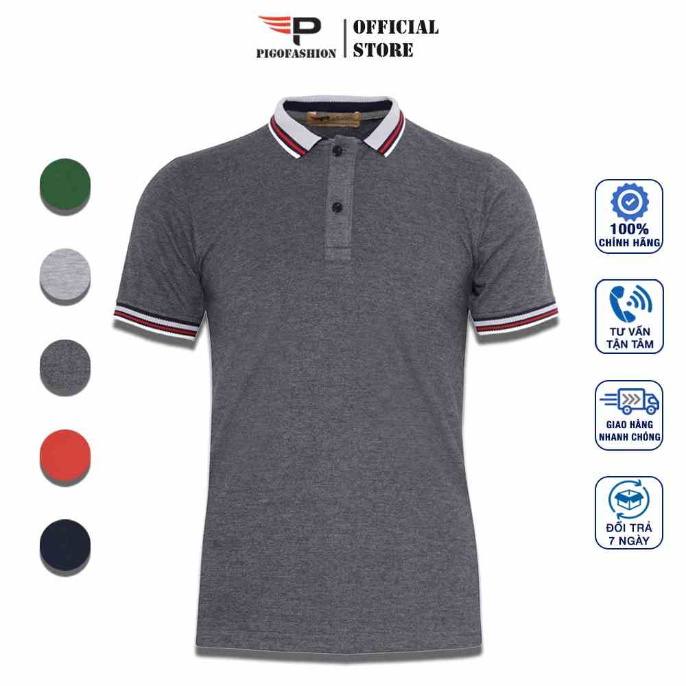 Áo thun polo nam cổ bẻ phối bo dệt độc đáo SPMAHT06 - PigoFashion