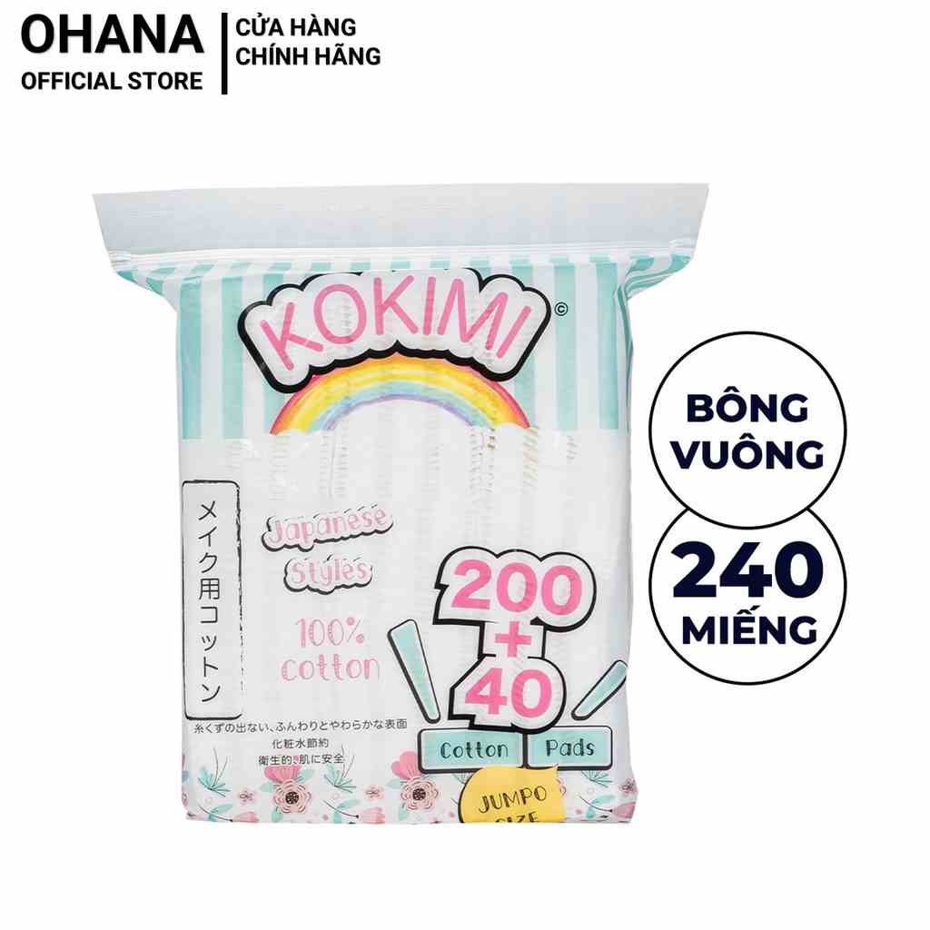 Bông Tẩy Trang Mihoo Kokimi Jumpo Size Túi 240 Miếng