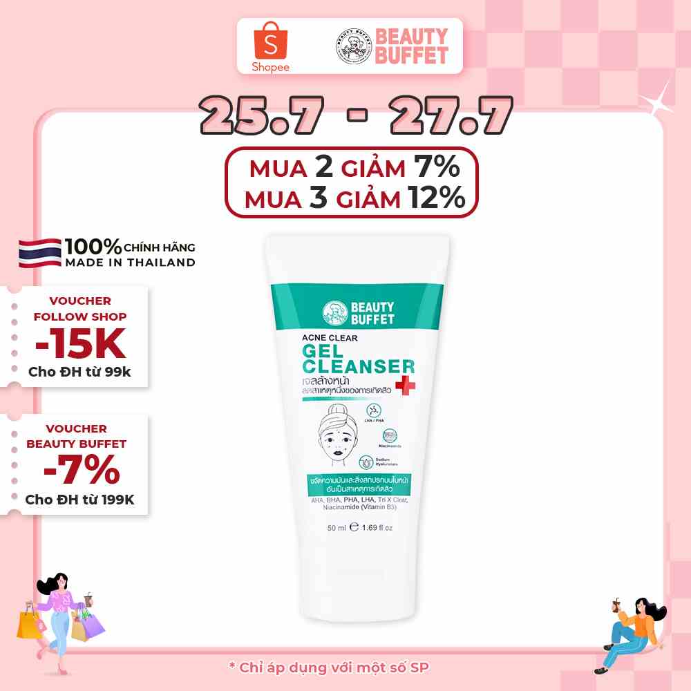 Gel rửa mặt giảm mụn Beauty Buffet Acne Clear Gel Cleanser 50ml