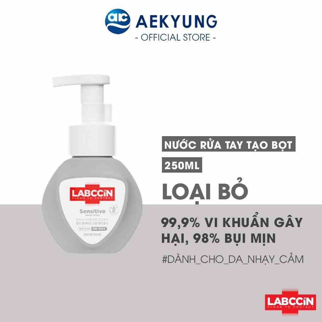 Nước rửa tay cho da nhạy cảm LABCCiN V3 Sensitive Foaming hương thảo mộc, tăng cường độ ẩm (Chai 250ml - Túi 200ml)