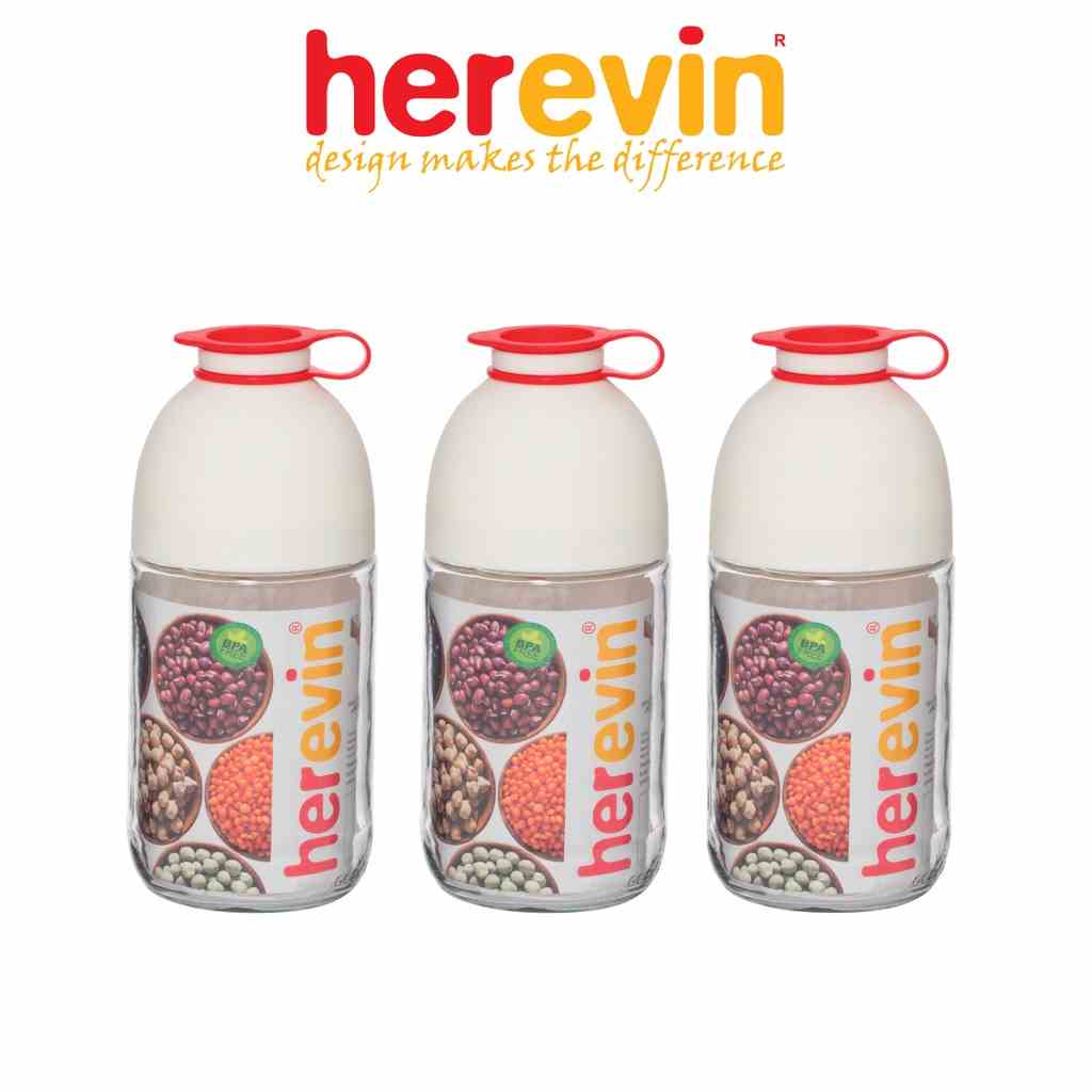 [Mã BMLTA35 giảm đến 35K đơn 99K] Bộ 3 Hũ Đựng Ngũ Cốc Thuỷ Tinh Herevin 660ml - HEHU131381-000