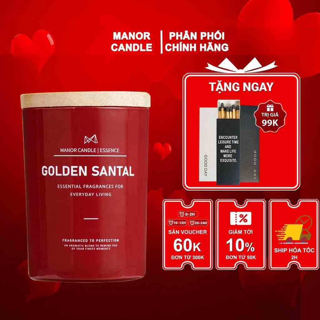 Nến Thơm Golden Santal Size 8 OZ Mang Đến Cảm Giác Thoải Mái & Tận Hưởng Không Gian Trong Lành, Manor Candle