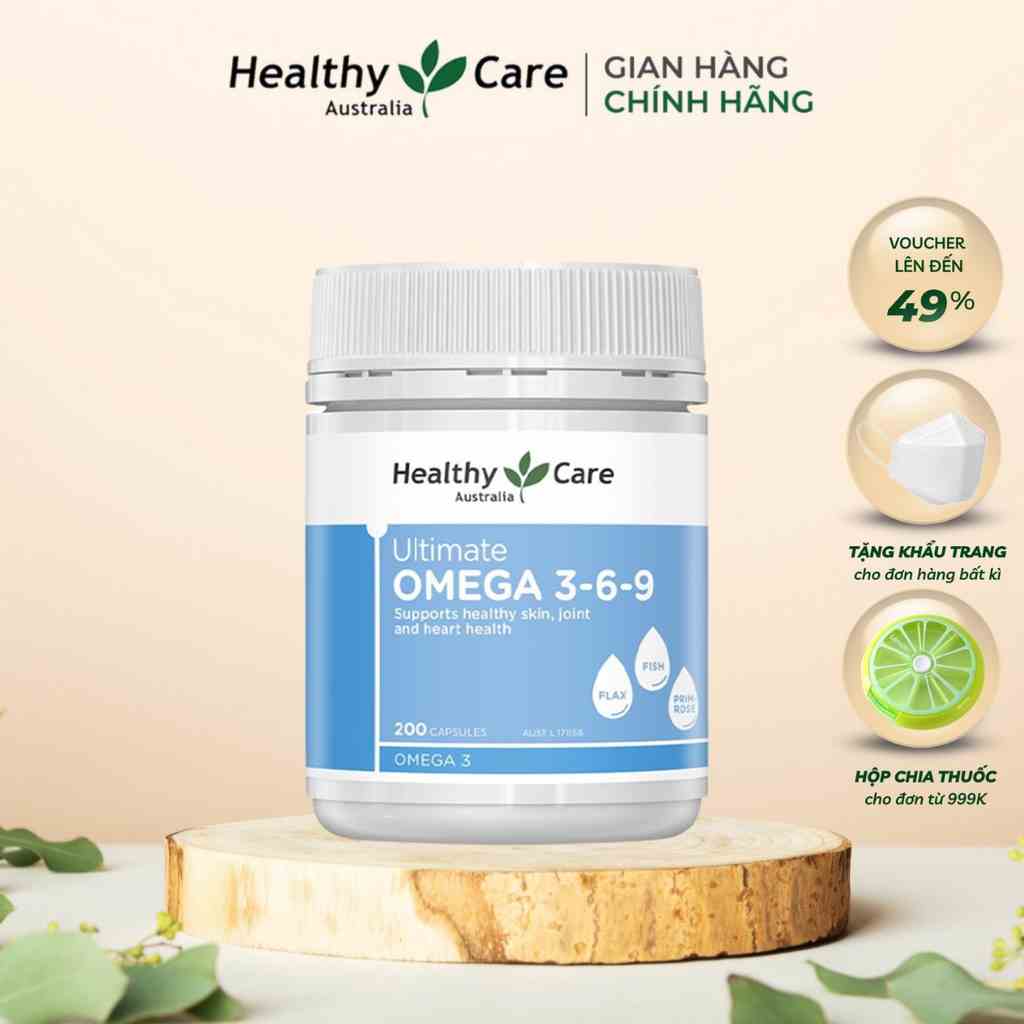 Viên Uống Hỗ Trợ Tuần Hoàn Bảo Vệ Tim Mạch Và Huyết Áp Healthy Care Ultimate Omega 3, 6, 9 Ultimate 200 Viên