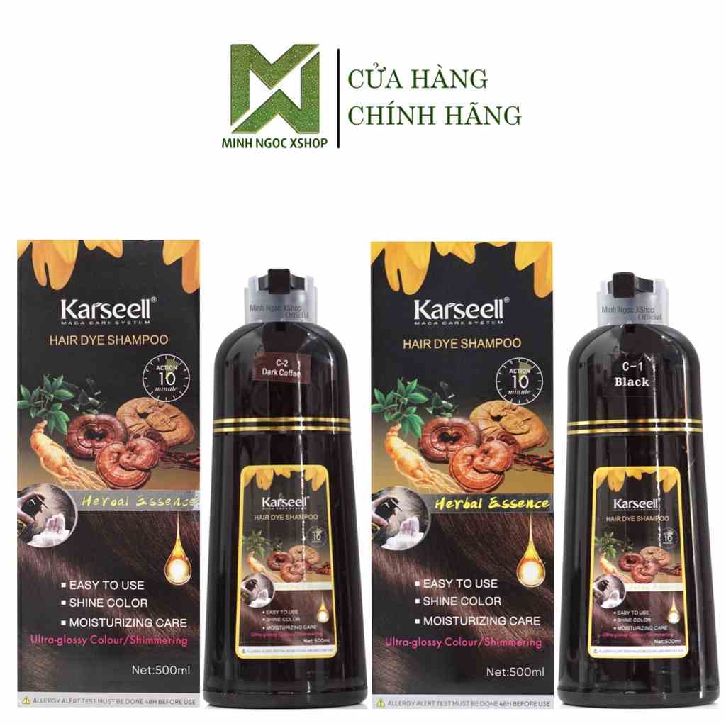 Dầu gội phủ bạc nhuộm tóc đen, nâu thảo dược KARSEELL Hair Dye Shampoo 500ml