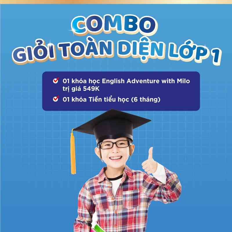 Toàn Quốc [E-Voucher] Combo Học Giỏi Toàn Diện Lớp 1 [Khóa học English Adventure with Milo + Học giỏi lớp 1]-HOCMAI