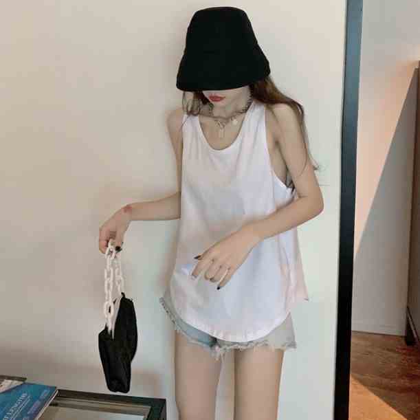 Áo thun ba lỗ CERA-Y tanktop from rộng sát nách lai bầu màu trắng / màu đen / màu xám CRA066