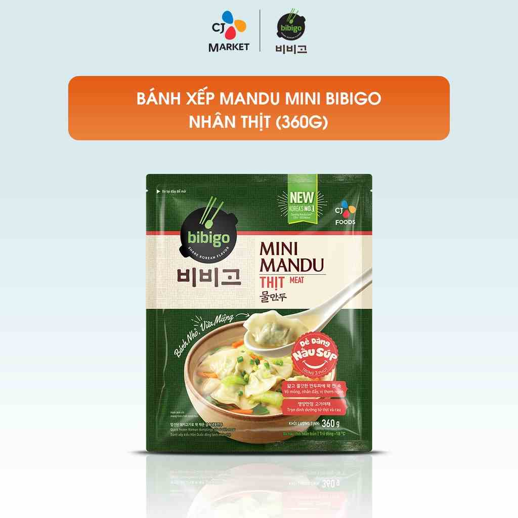 [Mã BMLTA35 giảm đến 35K đơn 99K] [HCM] Bánh xếp Mandu Hàn Quốc Bibigo - Mandu mini nhân Thịt 360g