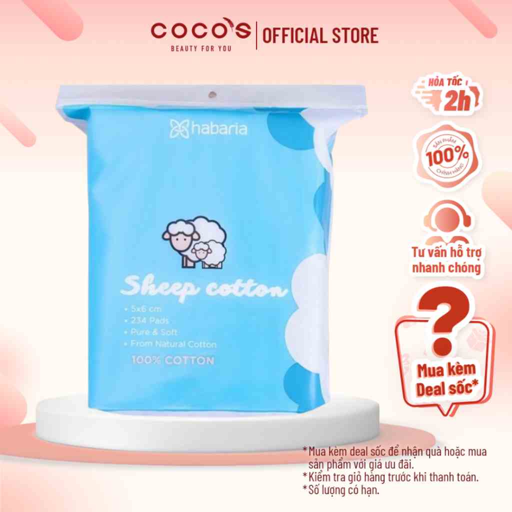 Bông Tẩy Trang Cừu Habaria Sheep Cotton 234 Miếng