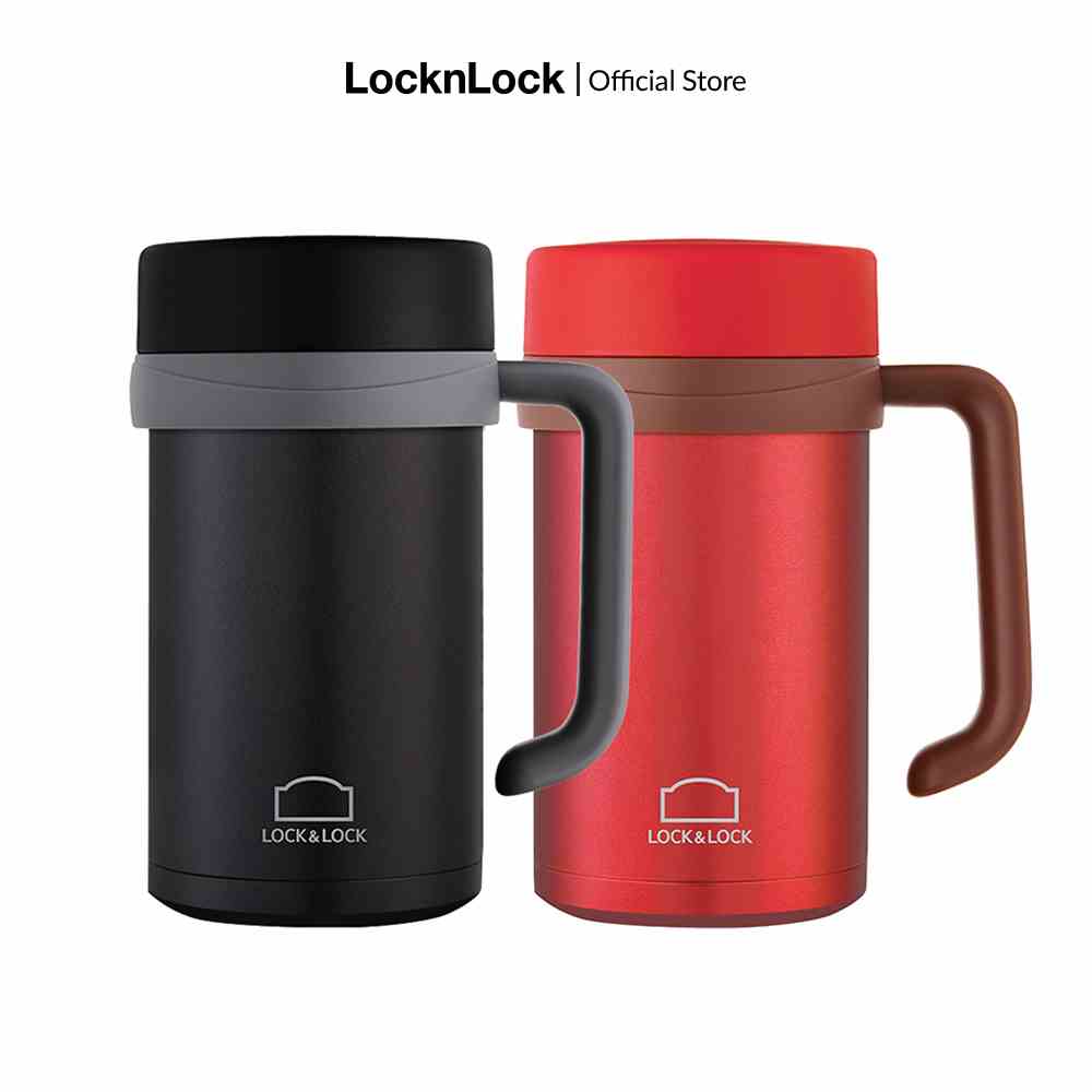 Bình giữ nhiệt có tay cầm Lock&Lock New Basic Table 500ml LHC4026 - đỏ và đen