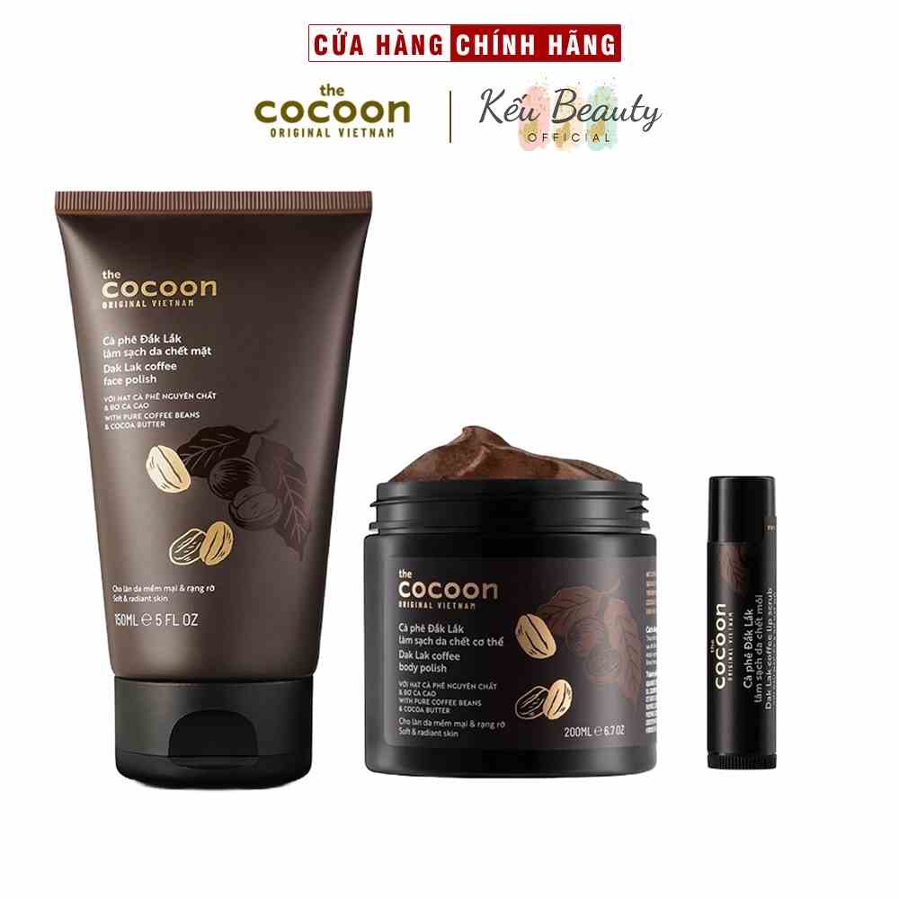 Tẩy tế bào chết Cocoon, giúp tẩy da chết mặt, môi, body làm sạch cơ thể (5ml/150ml/200ml/600ml)