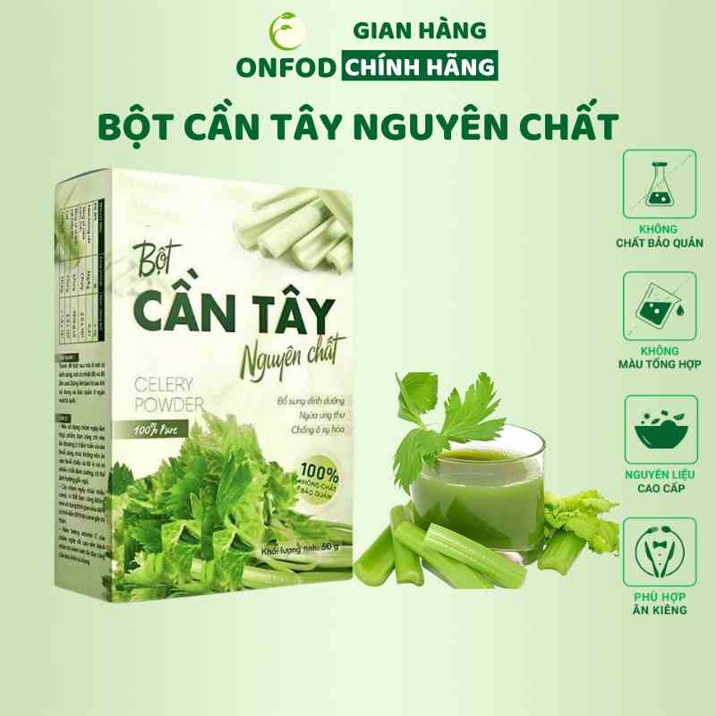 Bột cần tây nguyên chất sấy lạnh hữu cơ ONFOD ăn kiêng giảm cân đẹp da giữ dáng 50g (20 gói x 2.5g)