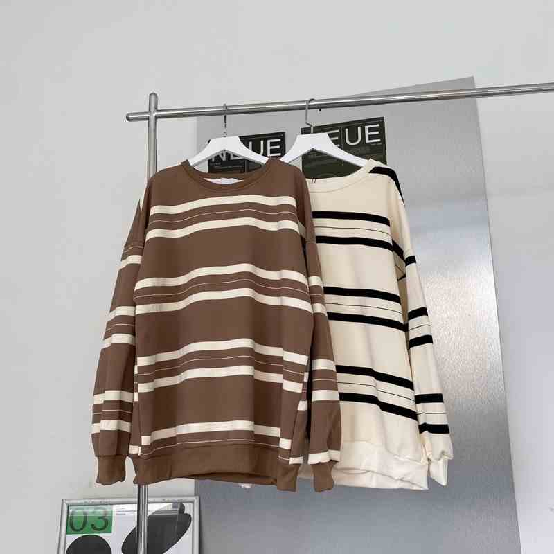 [Mã BMLTB200 giảm đến 100K đơn 499K] Áo sweater nỉ bông basic kẻ cao cấp AN6256 by COCCACH